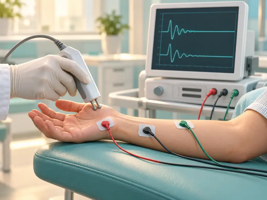 نمای آموزشی سه‌بعدیِ نوار عصب و عضله (EMG–NCV)